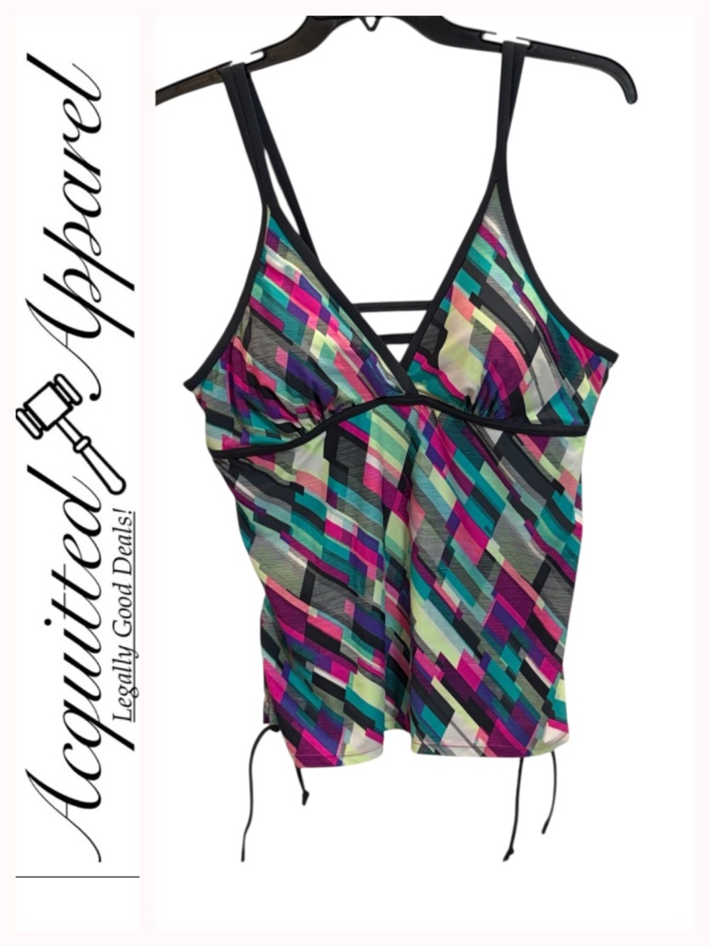 Free Countries Geometric Multi-Color Strappy Tankini Top XXL
